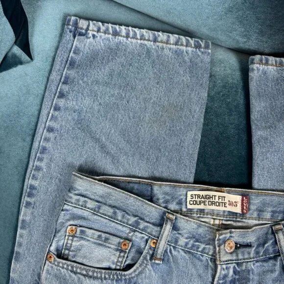 Vintage Levi’s Men’s 505 Jean Medium Light Blue Stonewash 33x30 - Picture 7 of 11
